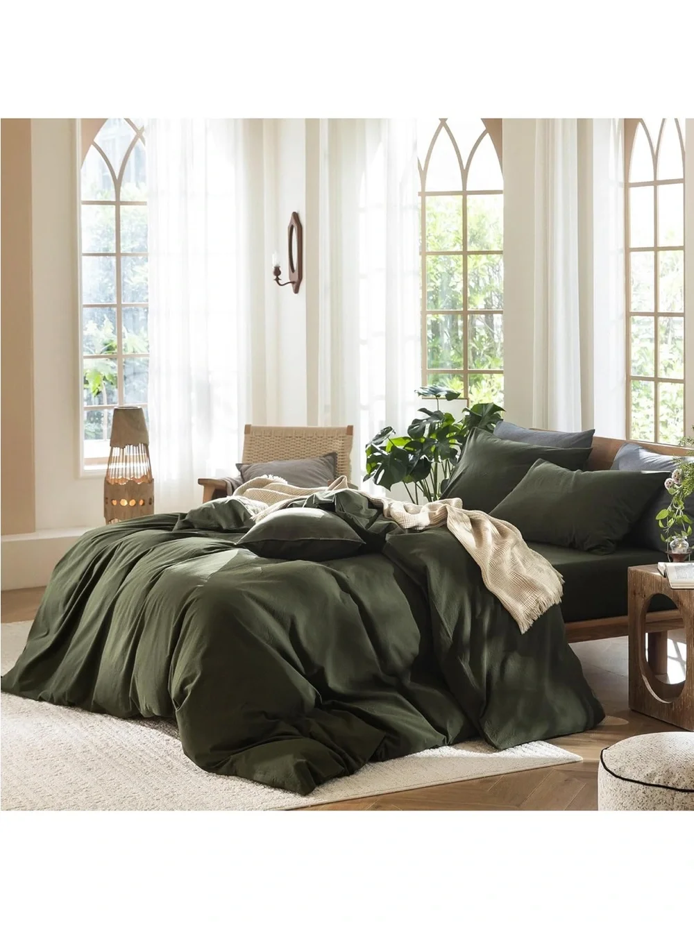 NEW MooMee Bedding Duvet Cover Set 100% Washed Cotton Linen Like Texture. King